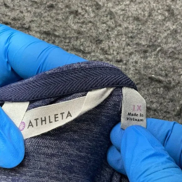 Athleta Tulip Dress 1X Plus Shale Heather Blue Ruched Long Sleeve Sheath Soft - Picture 5 of 7